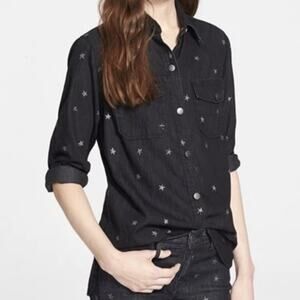Current/Elliott The Perfect Shirt Washed Black with Mini Stars Size 1